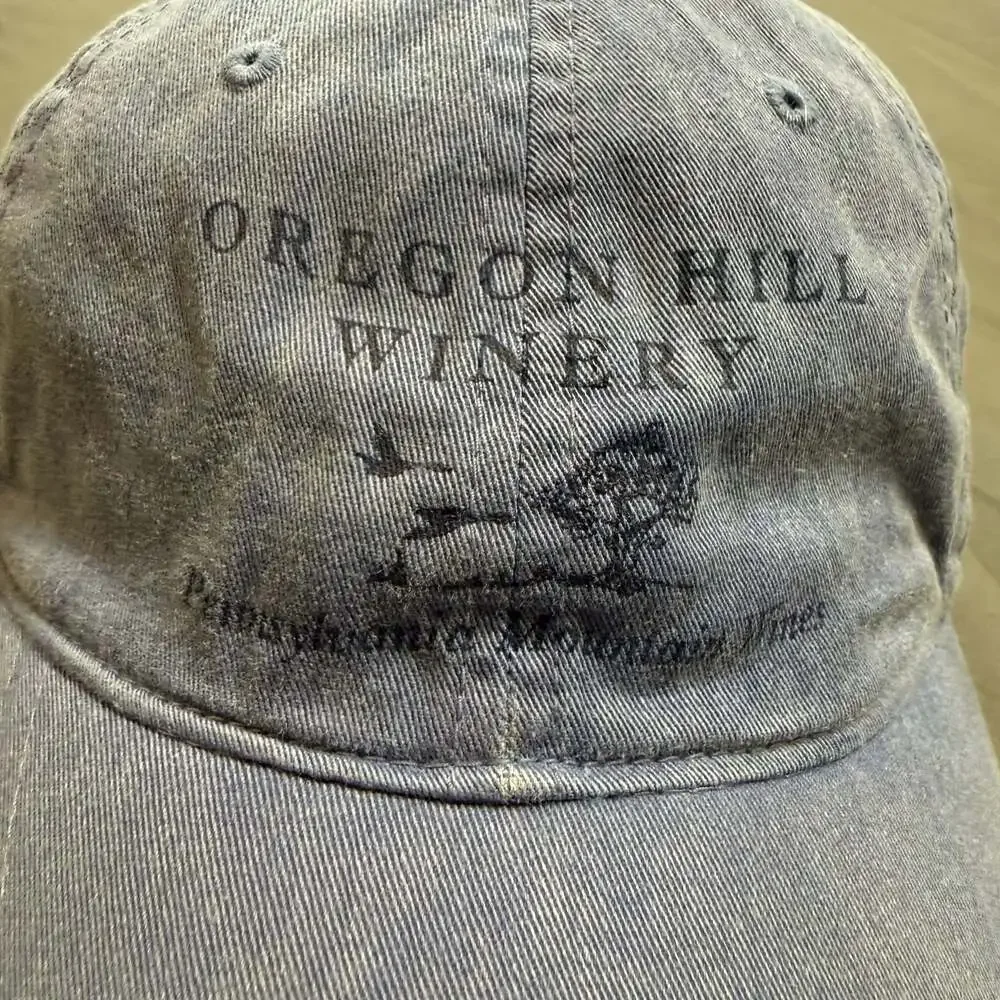 Oregon Hill Winery Blue Distressed Baseball Cap Embroidered Mountain Wine Hat